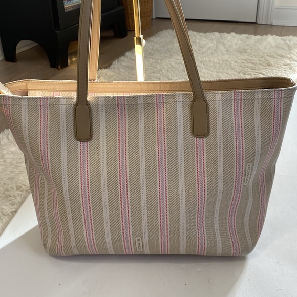 Coach Legacy Ticking Stripe Coated Canvas Weekend Tote - Picture 5 of 13